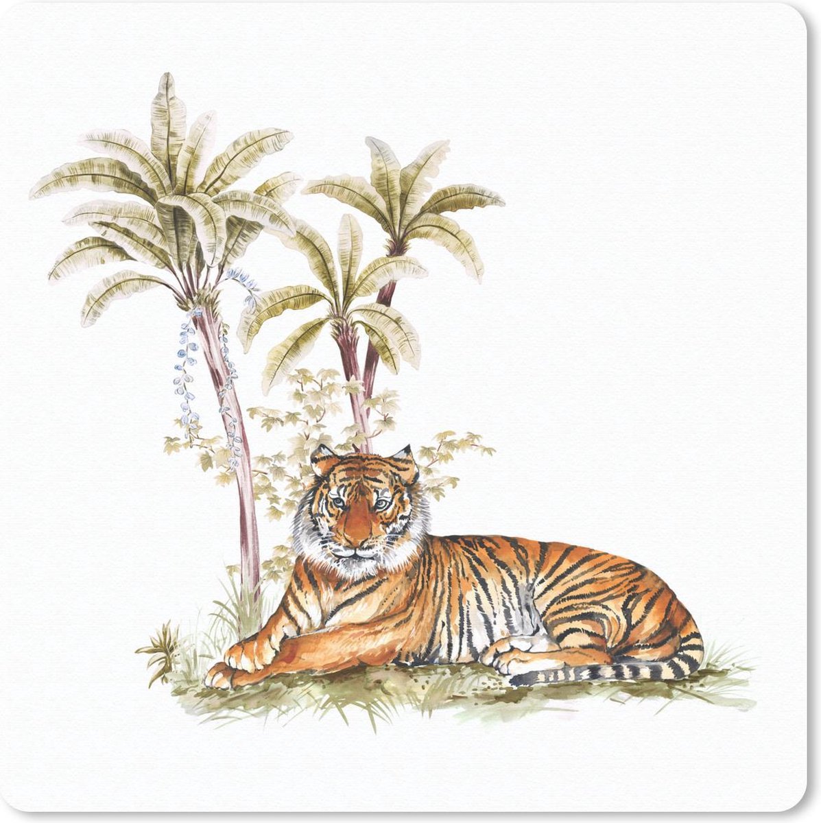 Muismat 30x30 cm - Mousepad Tijger - Boom - Ogen - Muismatten