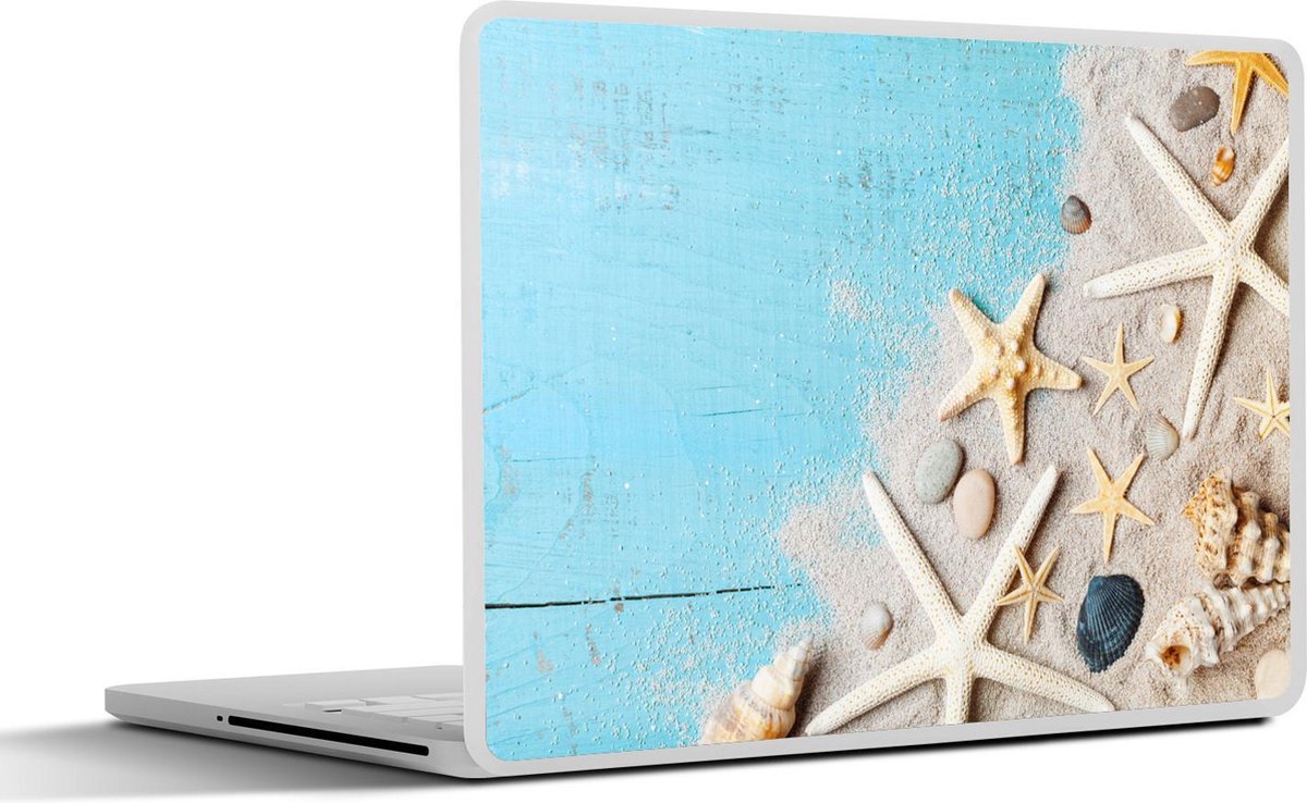 Afbeelding van product SleevesAndCases  Laptop sticker - 15.6 inch - Schelpen - Zeester - Zand - Vintage