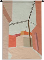 Wandkleed - Wanddoek - Stroomkabel - Huis - Zomer - 120x180 cm - Wandtapijt