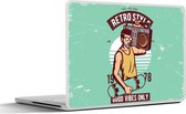 Laptop sticker - 13.3 inch - Radio - Skateboard - Man - Vintage - 31x22,5cm - Laptopstickers - Laptop skin - Cover