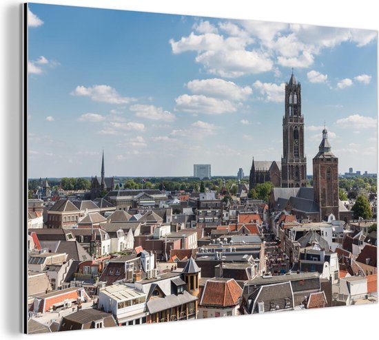 Wanddecoratie Metaal - Aluminium Schilderij Industrieel - Utrecht - Lucht - Dom - 150x100 cm - Dibond - Foto op aluminium - Industriële muurdecoratie - Voor de woonkamer/slaapkamer