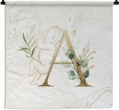 Wandkleed - Wanddoek - Letters - A - Baby - Goud - 60x60 cm - Wandtapijt