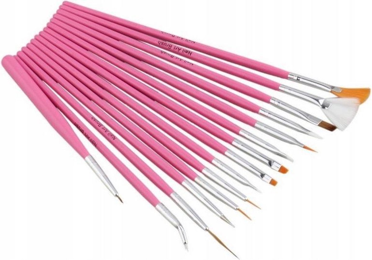 SUNONE 15-Delige Nail Art Penselen Set Roze