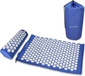 Navaris acupressuurmat met kussen - Spijkermat - Voor rug, nek, schouders, spieren en ontspanning - Inclusief draagtas - Blauw