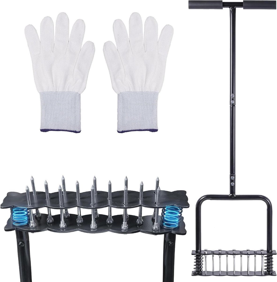 Gazonbeluchter - Gazonluchter Aerator - Gazon Verbeteren - Zelfreinigend T-Handvat - 14 Stalen Punten - Zwart