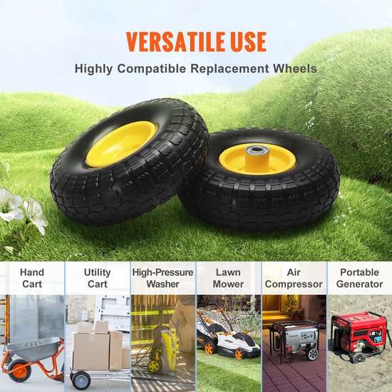 Cherrys Finds - 2 Stuks Pu Wielen - Massief PU Run-Flat-Bandwiel - Tubeless Banden En Wielen Voor Dollies, Tuintaanhangwagens En Diverse Karren - Zwart met Geel — afbeelding 4