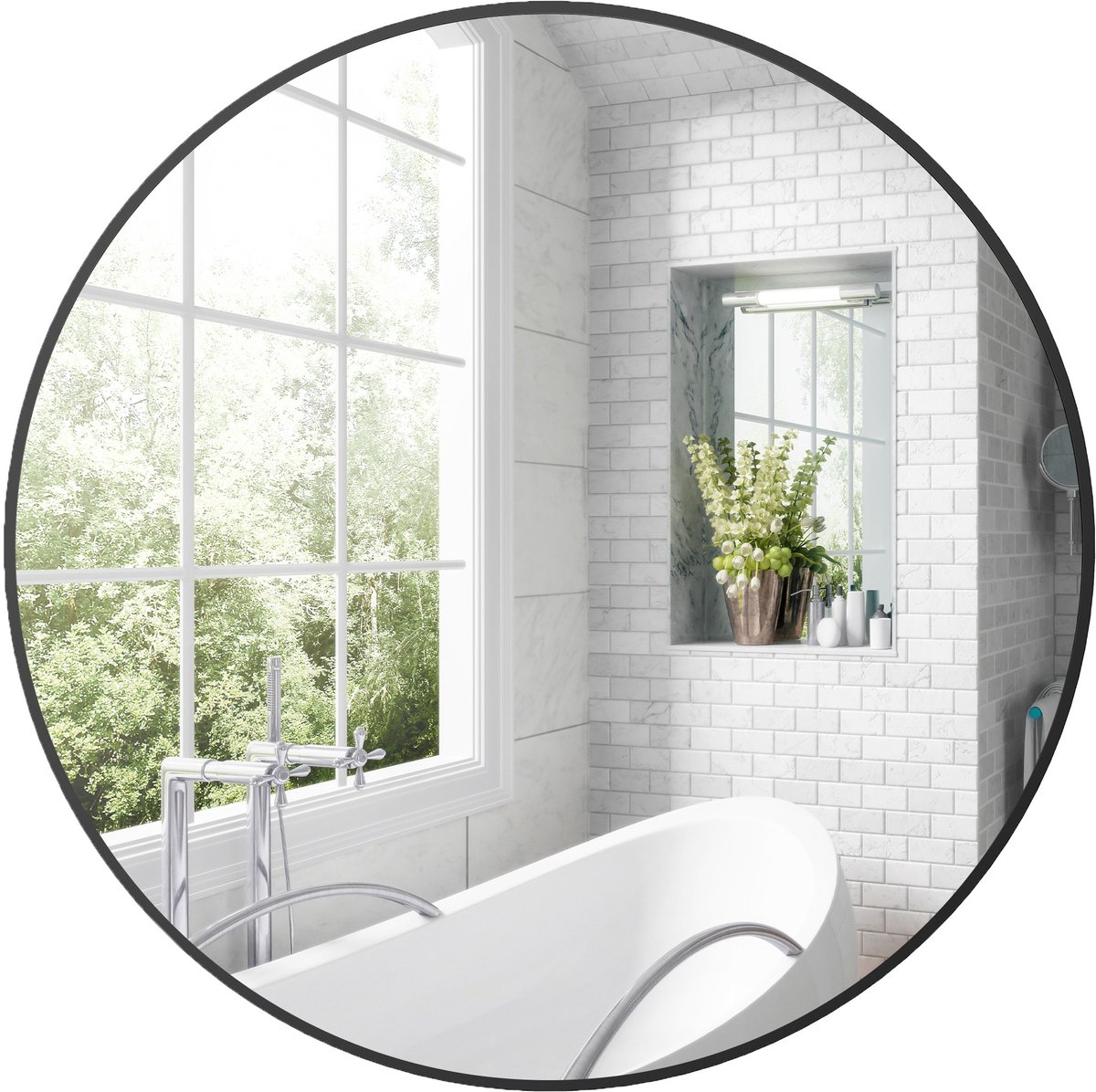 Ronde wandspiegel met metalen frame - Ø 70 cm 70 x 2,5 cm