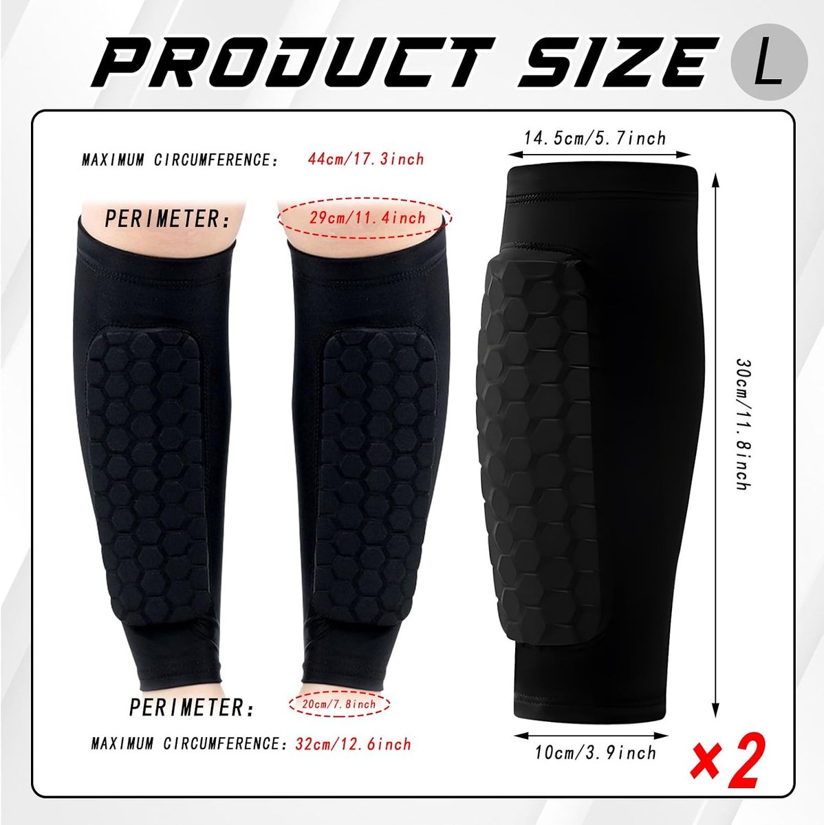 Scheenbeschermers met Sokken - Kuitbeschermers Sportset - Sporten en Trainen - Antislip Siliconen Strips - Maat L - Zwart