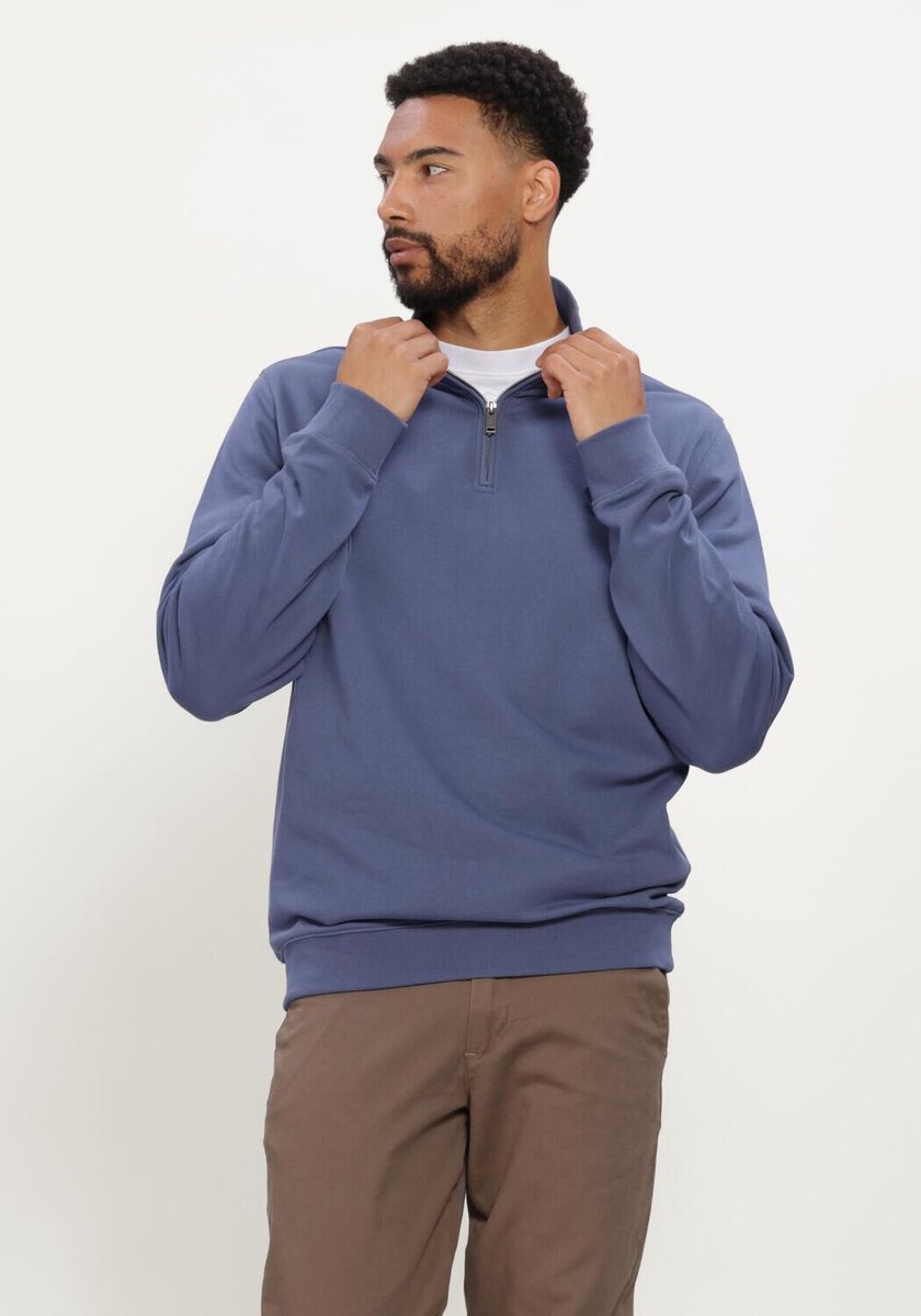 Lyle & Scott Superfine Quarter Zip Sweatshirt Truien & Vesten Heren - Sweater - Hoodie - Vest- Blauw - Maat XXL