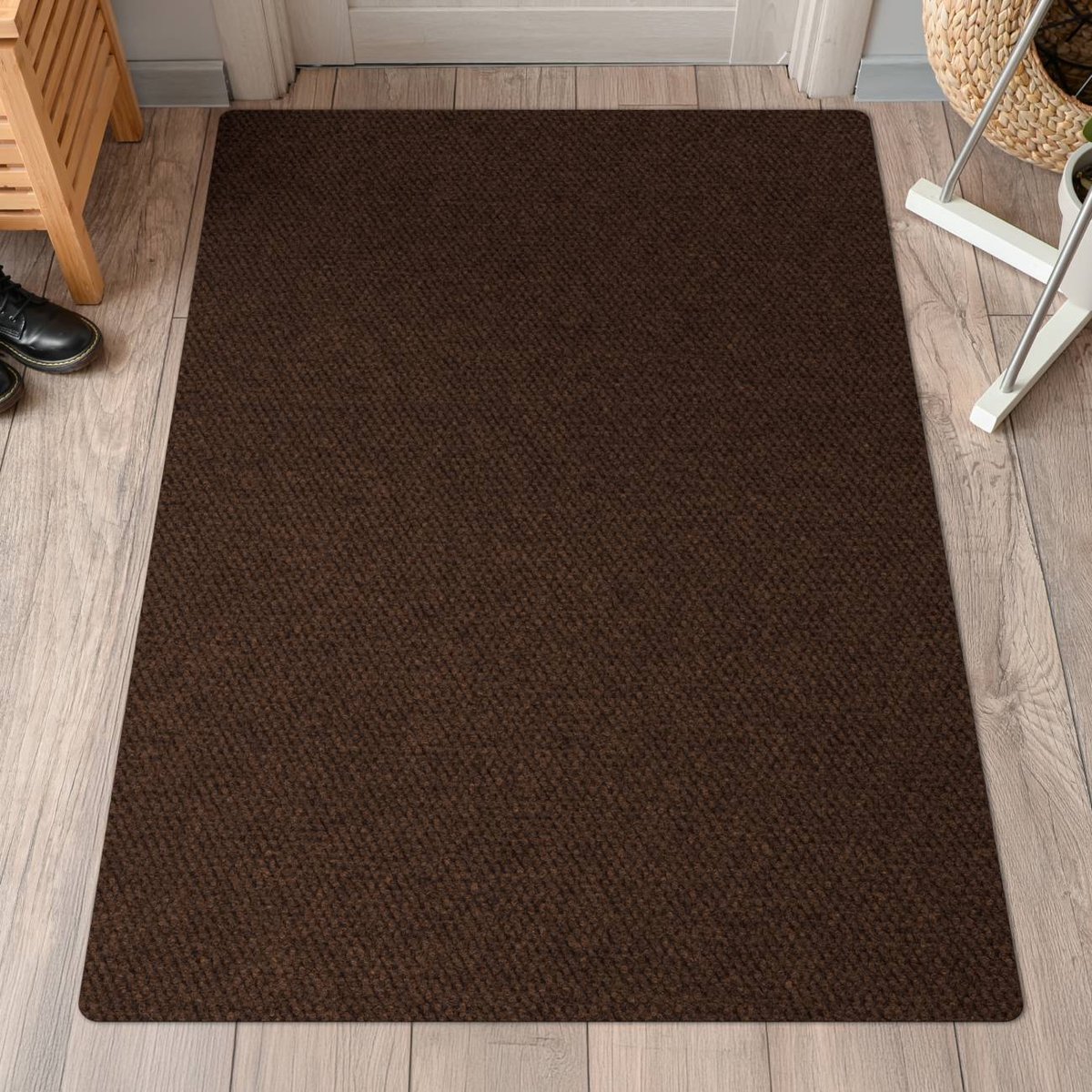 ANRO Schoonloopmat BOB Bruin 200x120cm – Tapijtloper Vuilvangmat Antislip Op Maat Entree Kantoor