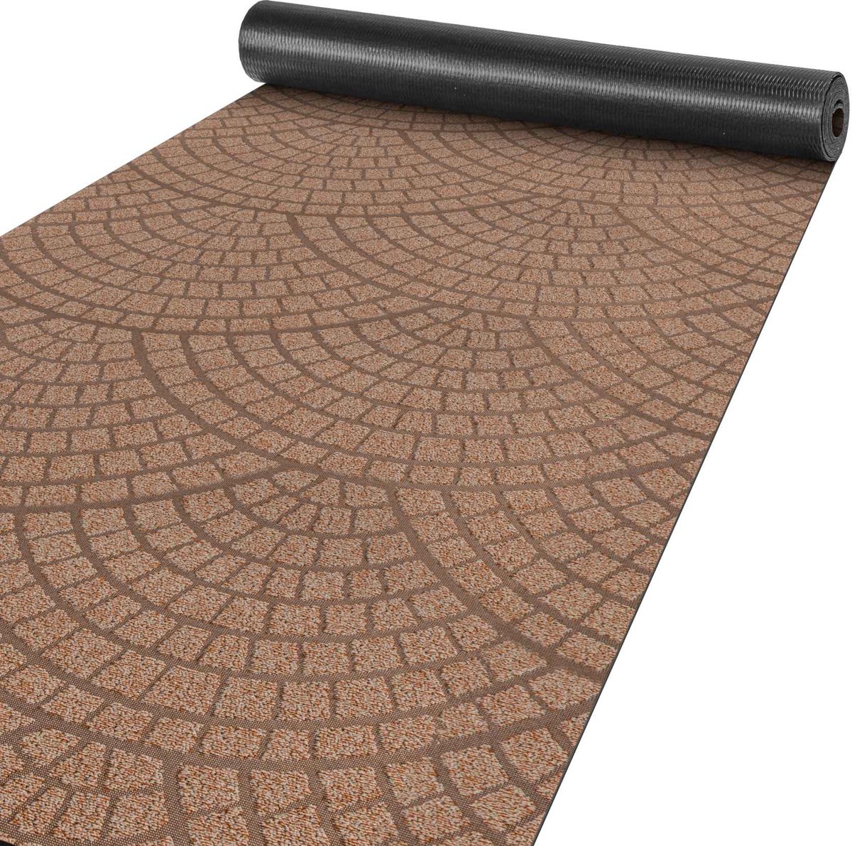 ANRO Tapijtloper Davis Bruin 350x100cm – Velours Gangloper Antislip Keukenloper Hal Op Maat