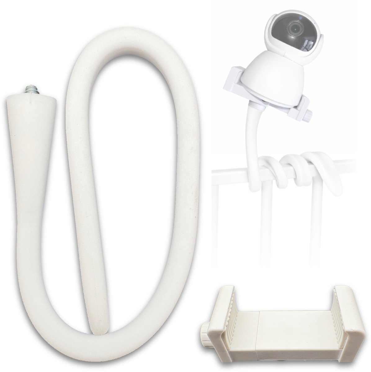 Purepeak Babyfoon Houder - Baby Monitor Standaard - Universeel - Verstelbaar - Camera Standaard - Flexibel - Wit