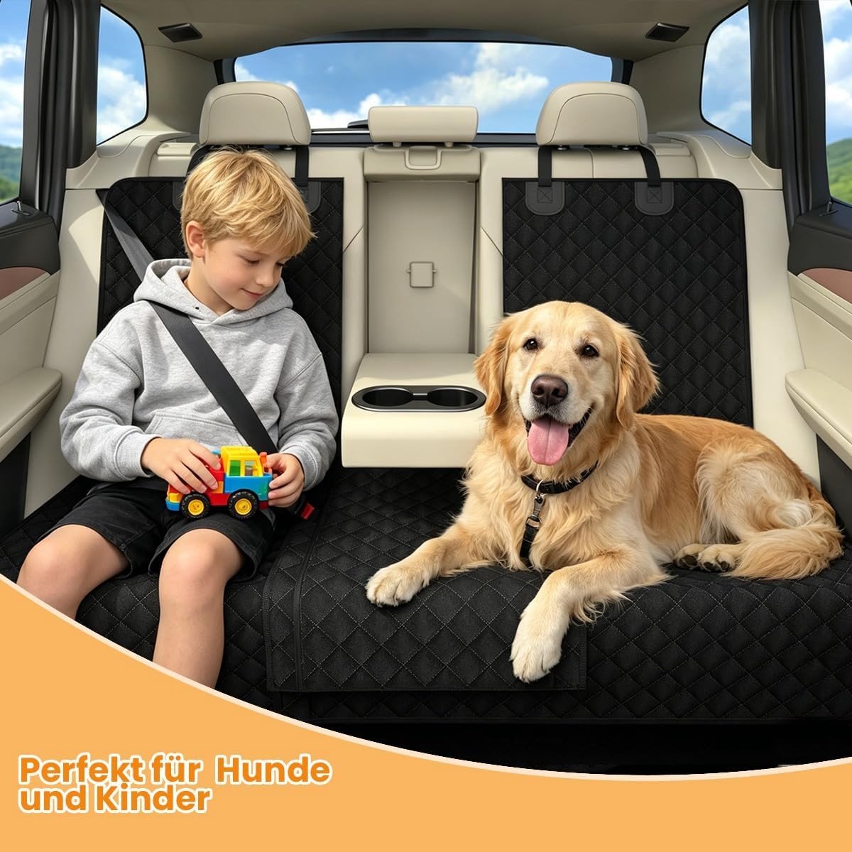 Hondendeken voor Auto Achterbank - Zwart - 131 x 45 cm - Waterdichte Autobescherming met Antislip - Voor Honden