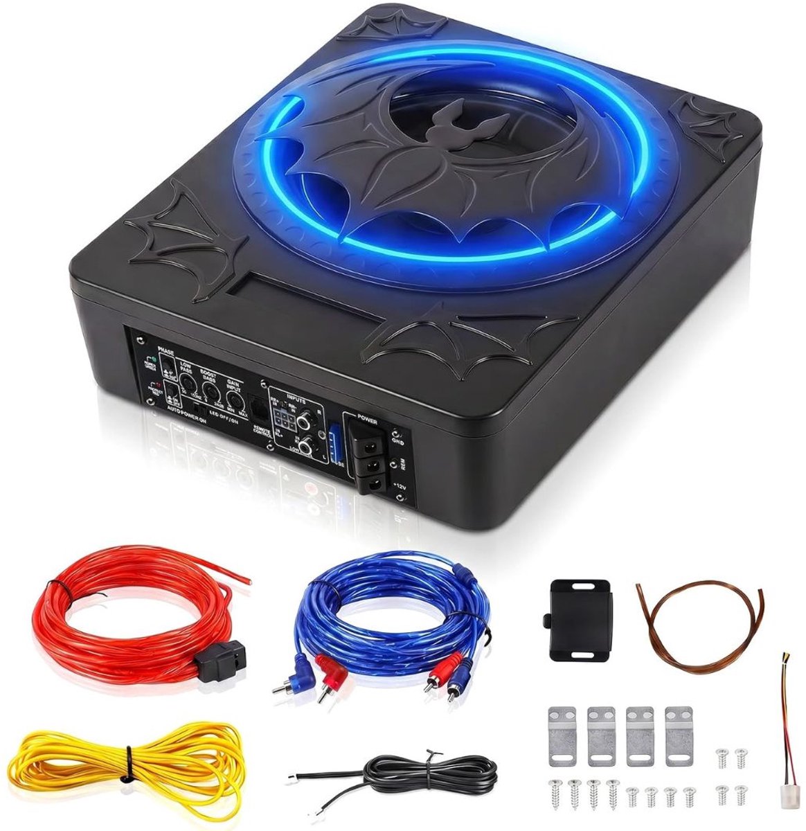 SP® Subwoofer Auto - Subwoofer Auto met Versterker - Actieve Subwoofer Kist - Zwart - 35cm x 26cm x 7cm
