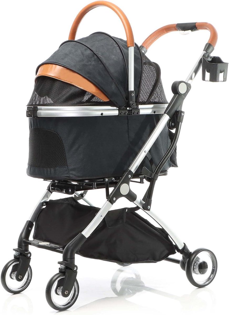 Hondenbuggy 2-in-1 - Hondenwagen huisdierwagen - Reizen met huisdier - Inklapbaar mand verwijderbaar - 77 x 48 x 100 cm