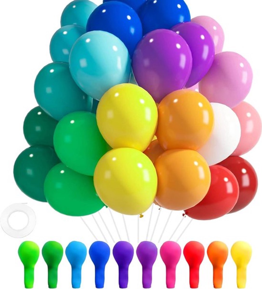 110 stuks kleurrijke ballonnen - voor verjaardagsfeest en decoratie, 10+ heldere latexballonnen - 30 cm .