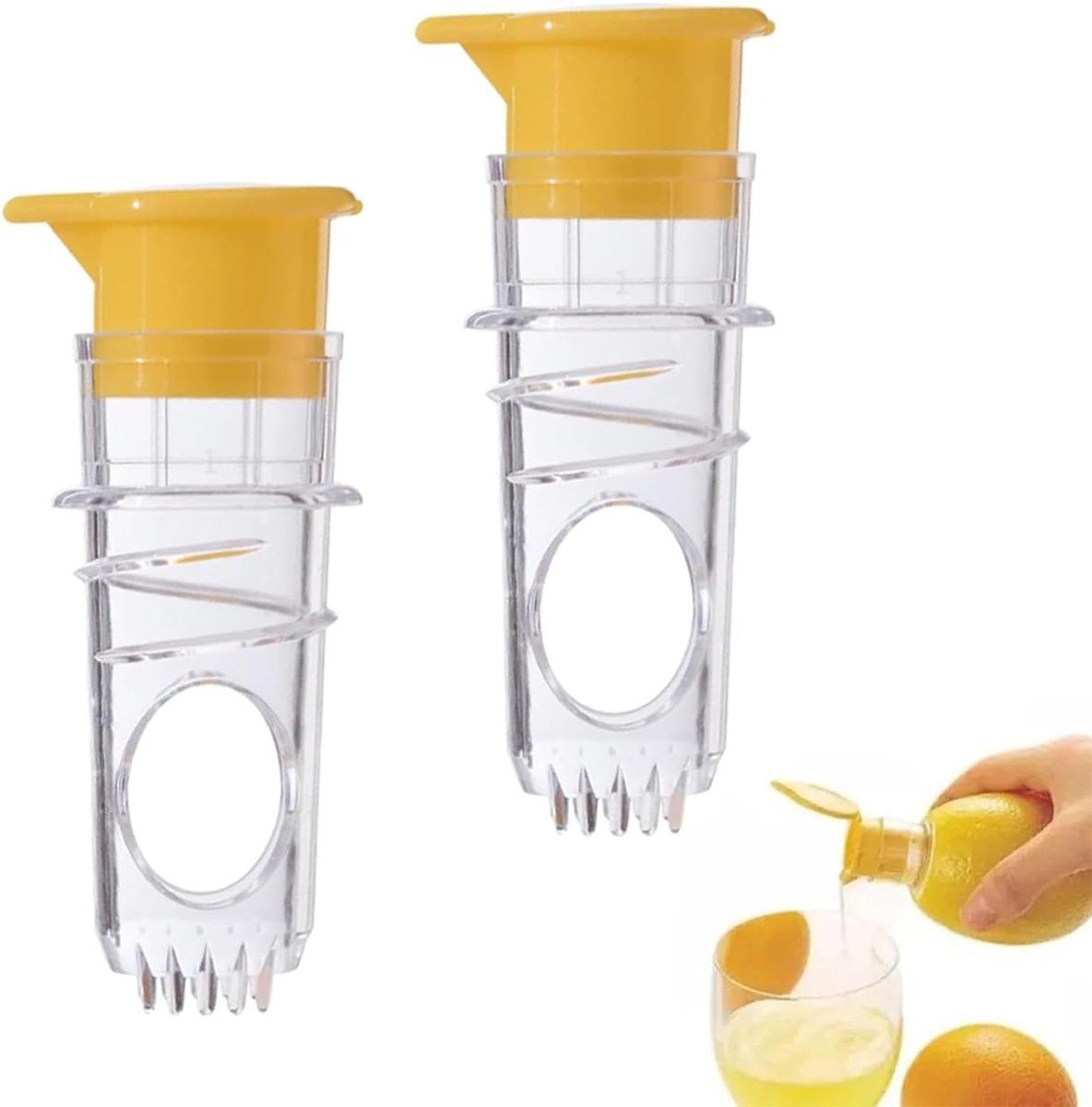 Mini handmatige citroenpers - Draagbare citroenpers - Handmatig persen - Gemakkelijk schoon te maken - Kan gebruikt worden om citroensap te persen - Geschikt voor cocktails, dranken en koken - Geel - 2 stuks