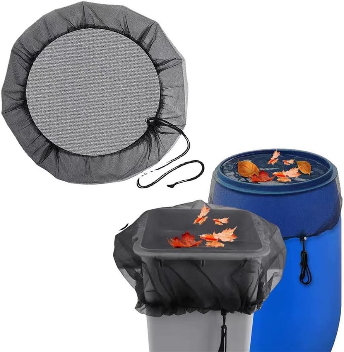 Muggennet voor regenton - Zwart - 80 cm diameter - Weerbestendig Polyester - Voor Effectieve Bescherming