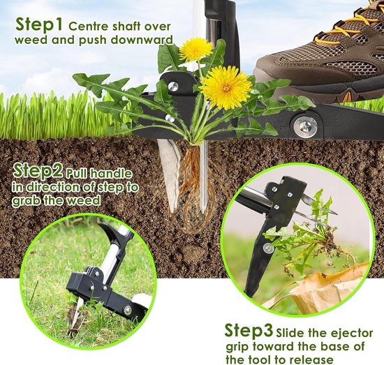 Onkruidverwijderaar - Groen - 102 cm - Roestvrijstalen Klauwen met Voetpedaal - Voor Tuinliefhebbers — afbeelding 4