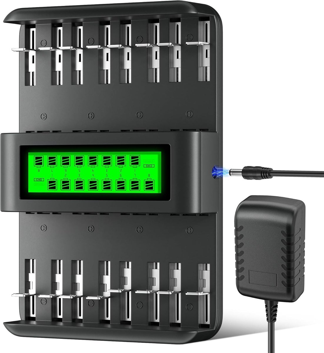 Batterijlader voor 1,2 V AA/AAA/C/D-batterijen - Zwart - Charger - Snelle Oplader met LCD-display - Voor Oplaadbare Batterijen