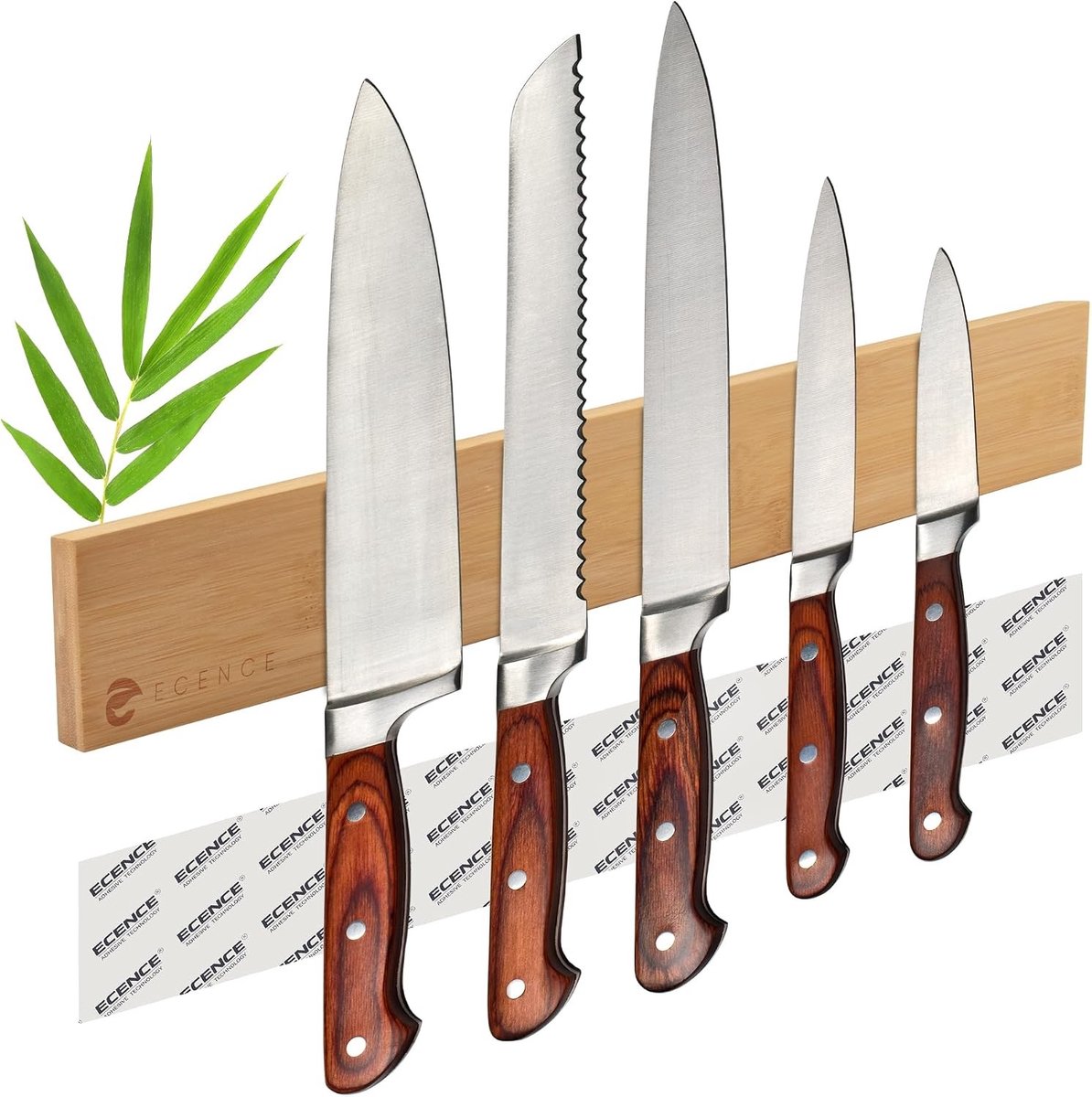 Magnetische Messenstrip - Bamboe - 40 cm - Zelfklevend - Voor Keuken en Gereedschap
