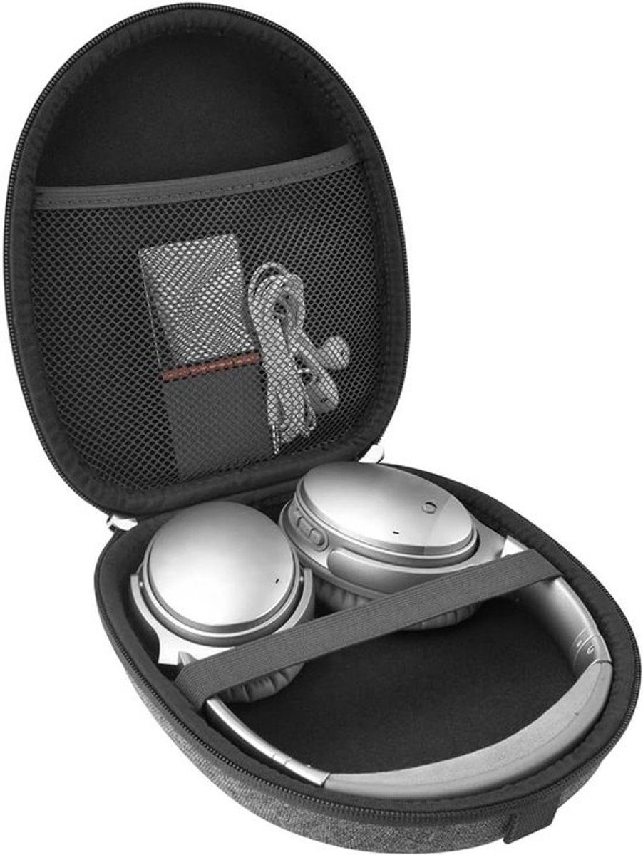 Draagtas voor hoofdtelefoon - Beschermende reistas - Harde schaal - Reistas met kabel - Opladeropslag - Donkergrijs - Compatibel met diverse modellen - Bose QC Ultra/45/35/SE, AE2w, AE2i, AE2.