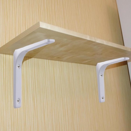 Set van 12 Hoeksteunen voor Planken, Wit, 10 cm, Metalen Steunen, 90 Graden, Wandplank Ondersteuning, Hoekplank Steunen, Plankbevestiging — afbeelding 4