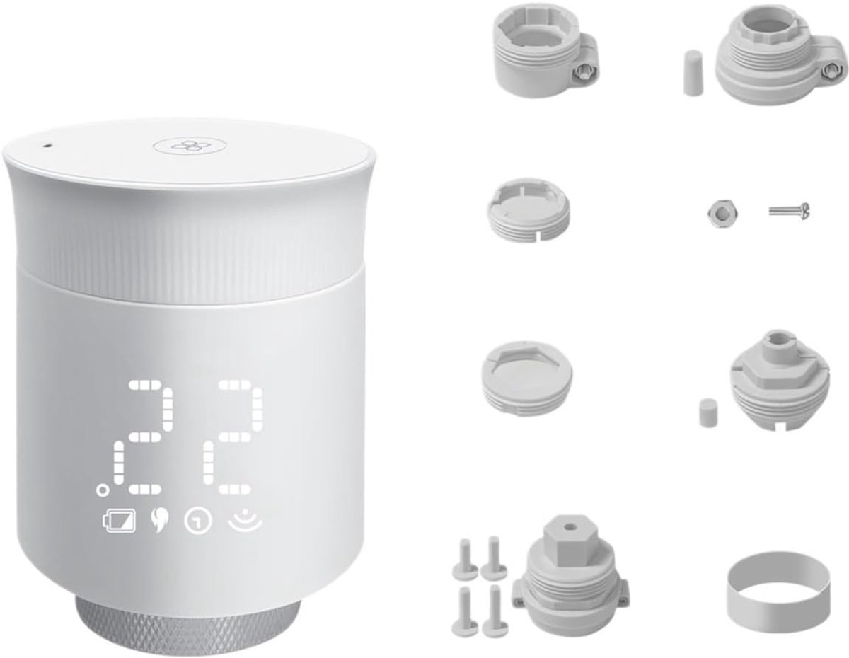 Slimme Radiatorthermostaat - Thermostatische Kraan - Energie Besparen - Past op 98% - M30 x 1.5 mm - Wit
