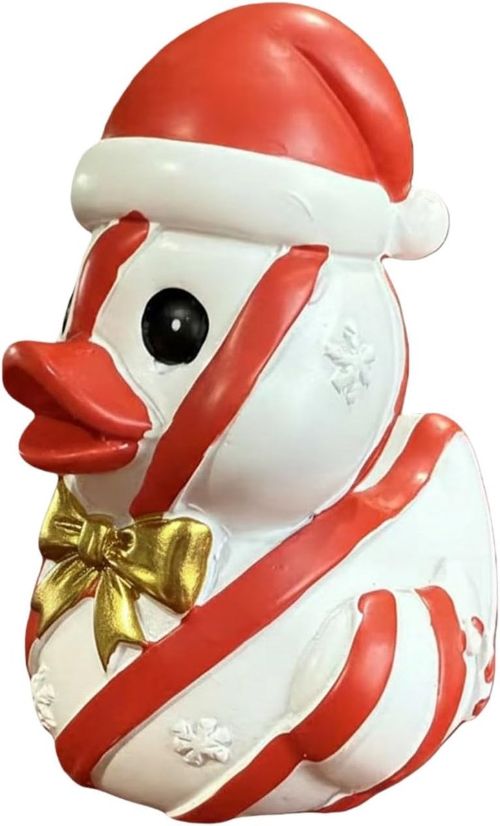 Badeendjes Kerst - Feestelijke Eenden - Seizoensdecoratie - Peperkoek Design - 10 x 7 x 5 cm - Rood