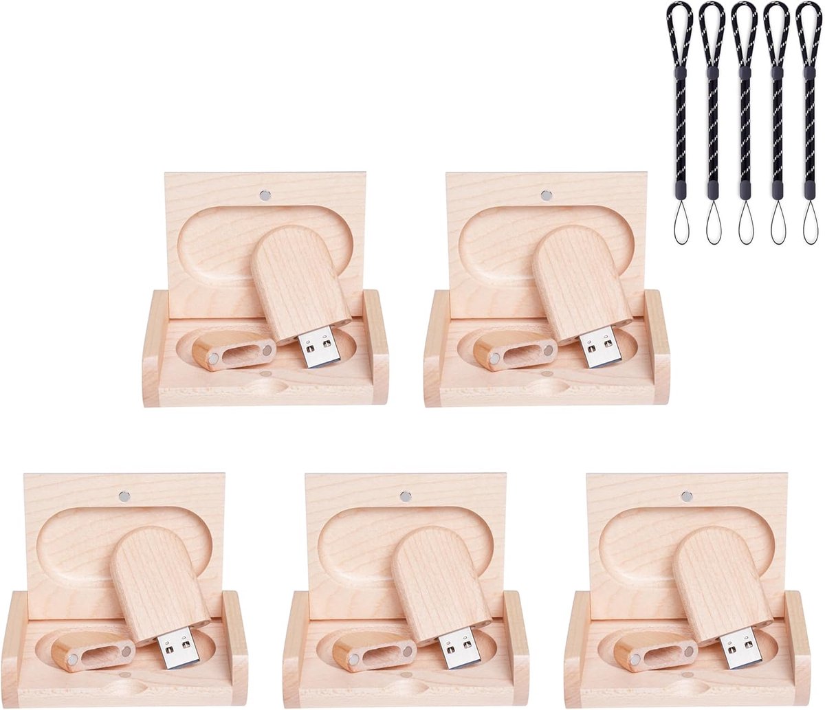 Houten USB Sticks - Opslag Media - Bestanden Opslaan - Natuurlijk Materiaal - 128 GB - Houtkleur
