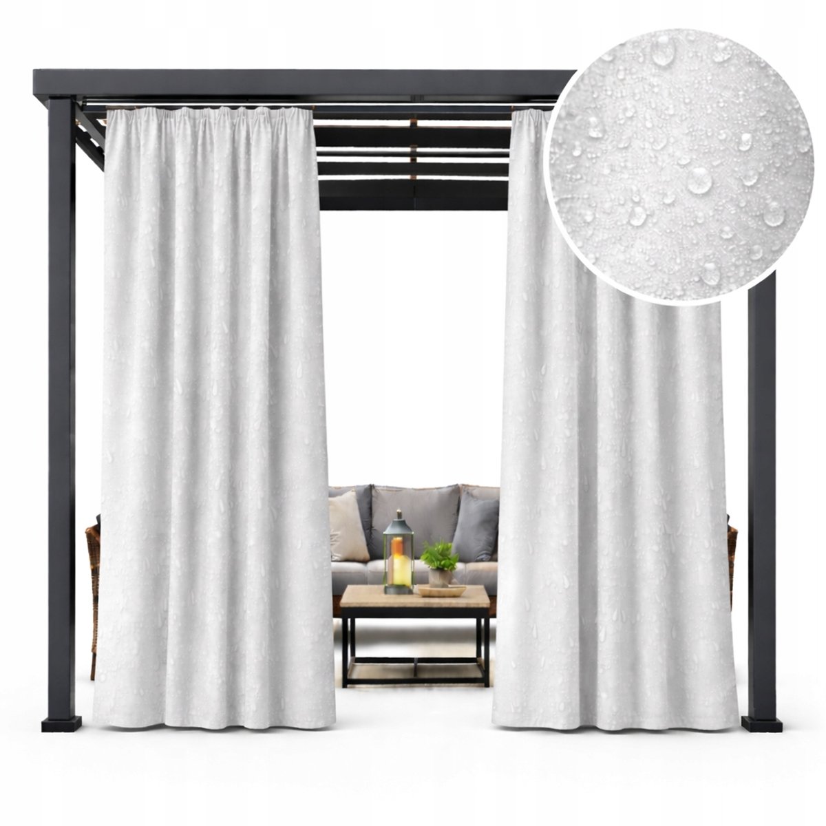 NOW-ART Wodo-T - Tuingordijn - 200 × 230 cm - Waterafstotend - Lichtgrijs Lichtgrijs;Zilver