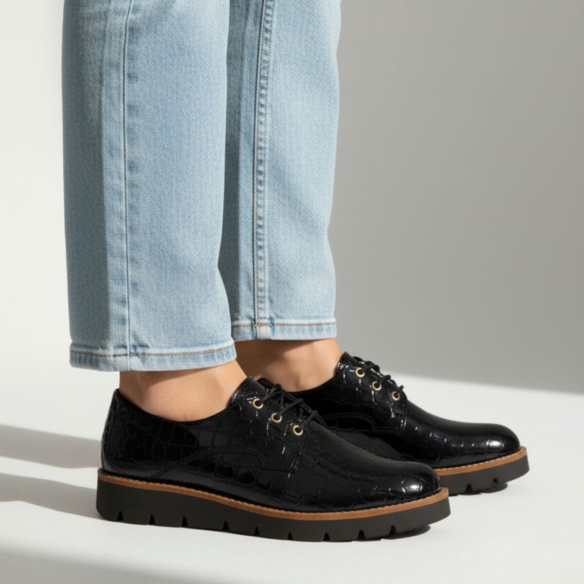 Feyn Veterschoenen zwart Lak - Maat 41