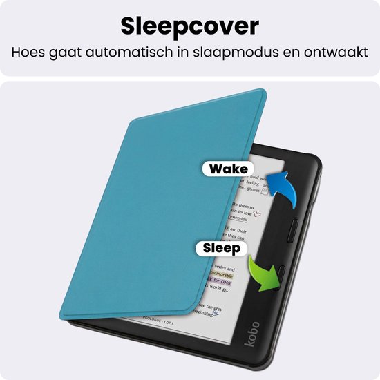 Hoes Geschikt voor Kobo Libra Colour - Luxe E-reader Bescherm Case - Hoesje Book Cover - Turquoise — afbeelding 3