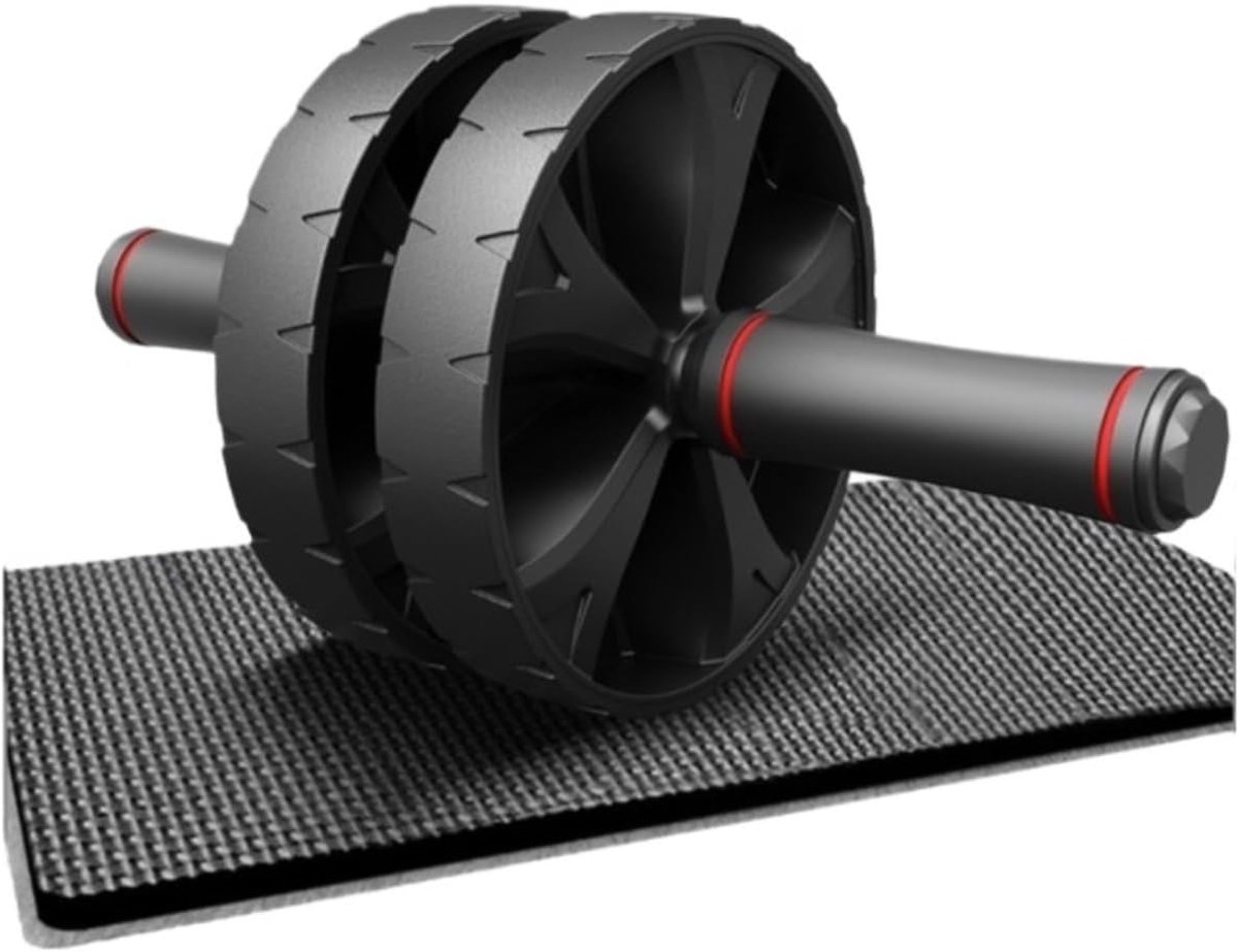 Buikspierwiel - Core trainer - Thuis sporten - Extra brede wielen - 35 cm - Zwart