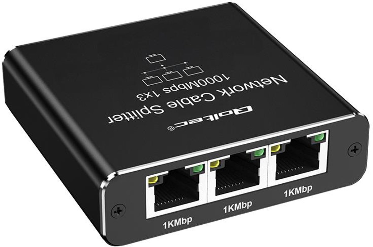 Qoltec - Netwerkswitch - Mini Splitter - 3 Poorten - 1000Mbps