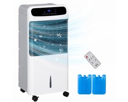 TEKROA® Mobiele Airco - 4-in-1 verdampingTEKROA® sluchtkoeler - Draagbare Airconditioner - 12L Watertank - voor 25-35 m² - met Afstandsbediening & 12-uurs Timer - Inclusief Wieltjes - Wit
