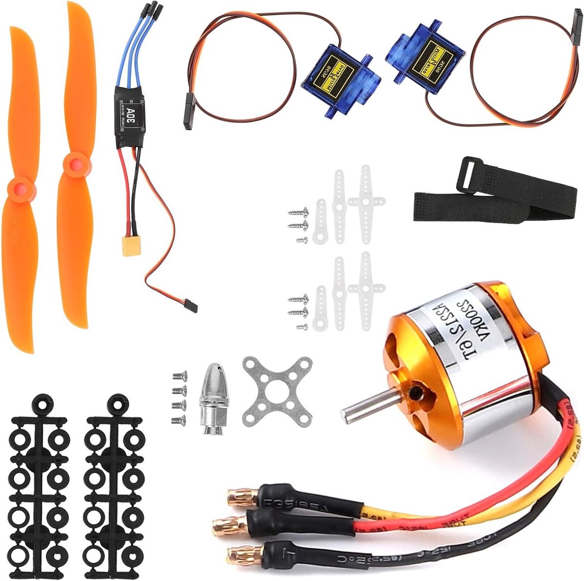 Krachtige 2200KV RC Motor Kit met 9G Servo, 6035 Propeller en 30A XT60 ESC voor Modelvliegtuigen en Dronebouw