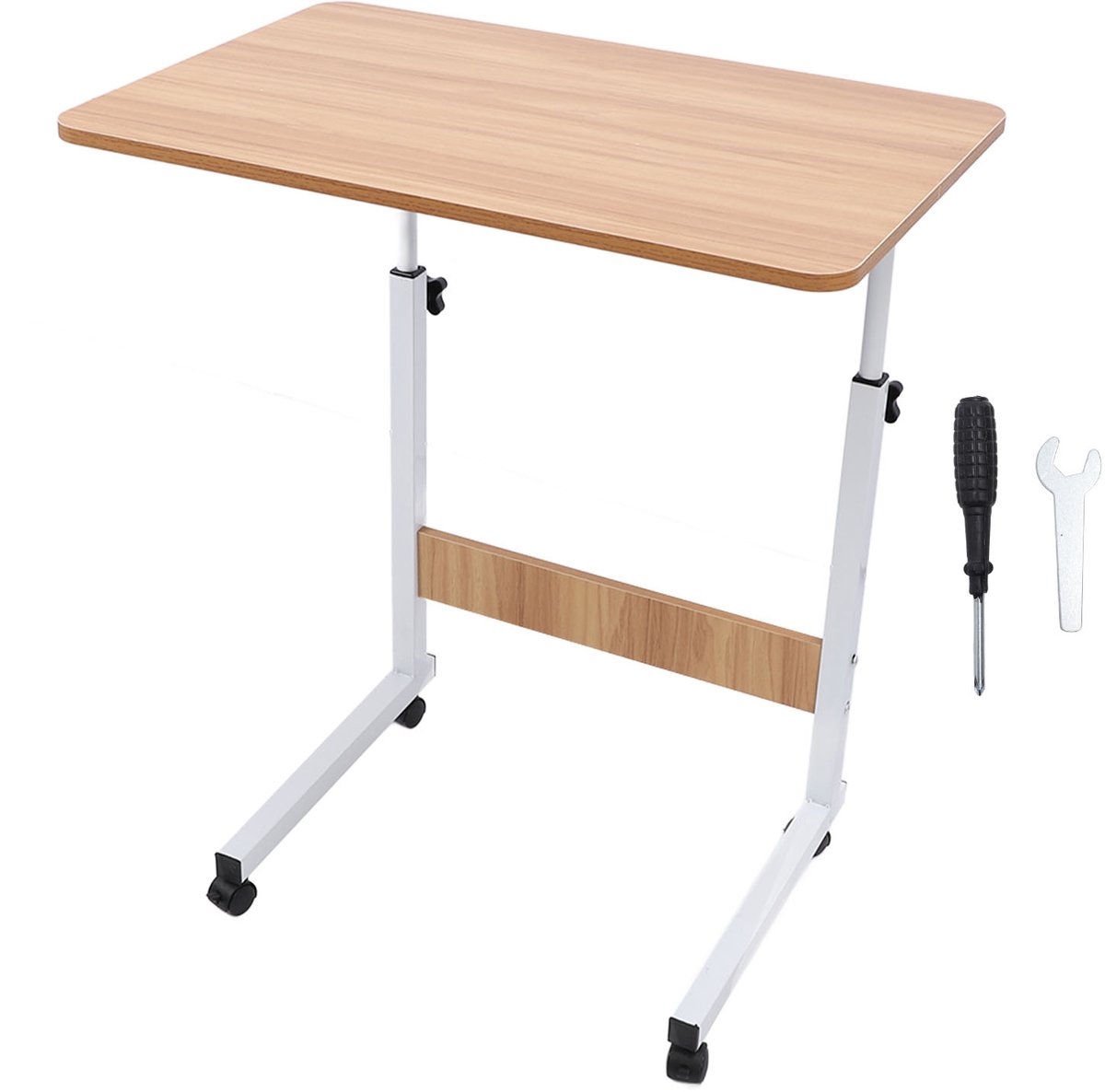 Overbed Tafel met Wielen – 60 x 40 cm – In Hoogte Verstelbaar Ontwerp – C Vorm Laptoptafel – Voor Bed en Bank Thuis en Ziekenhuis