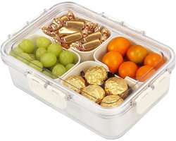 Lunchbox - Snackdoos - Snackdozen met 4 vakken - 23.5 cm x 17 cm x 6.5 cm - Snackkom voor kinderen - Snackdoos voor feestjes - Vaatwasserbestendig - De kleine vakjes zijn uitneembaar - picknicks- uitstapjes- snacks- snoep- noten- fruit- kruiden