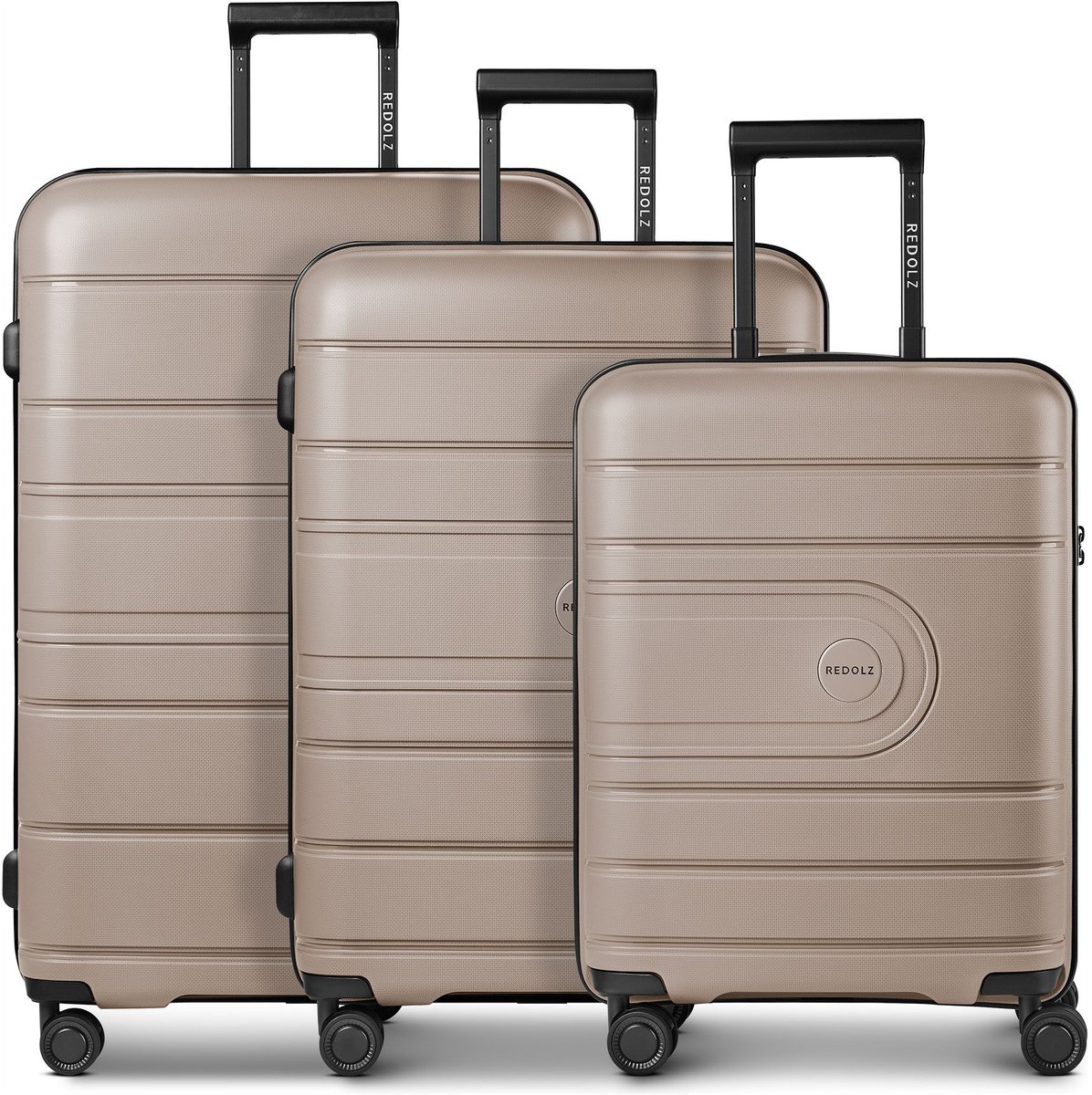 Redolz Essentials 11 4 wielen Kofferset 3-delig met uitbreidingsplooi - Harde bagage - TSA slot - taupe