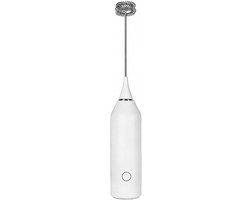 Elektrische opschuimer - Handmixer garde - Dranken maken - Draadloos en compact - 23.8 cm - Wit
