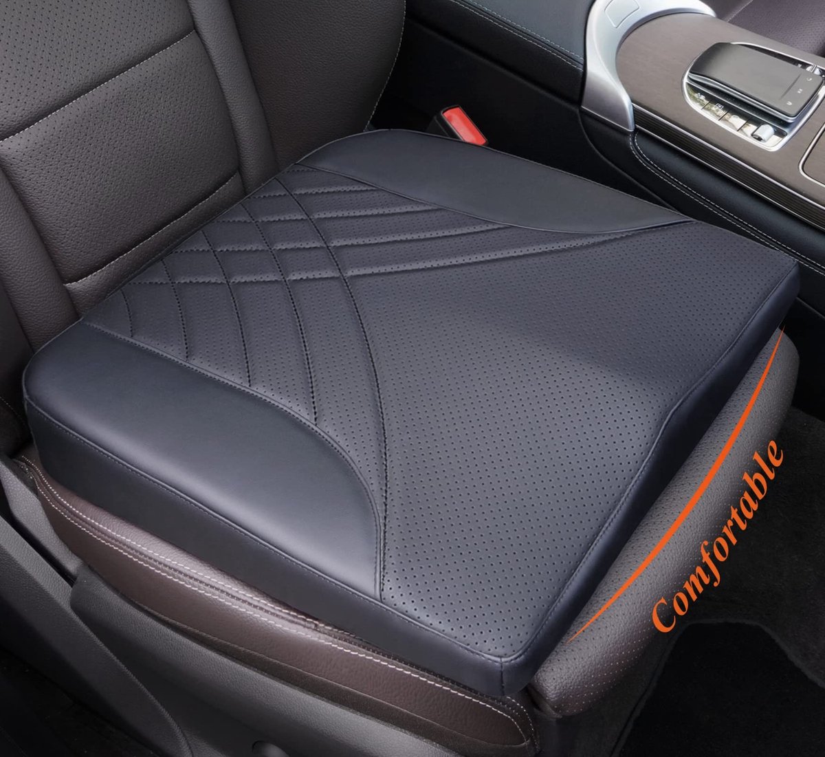 Dailygoods- Autostoelkussen Traagschuim - Verlichting Stuitbeen - Verhoging Hoogte 2,5 Inch - Zitkussen Vrachtwagen - Comfortabel Kussen - Verbeterd Rijzicht