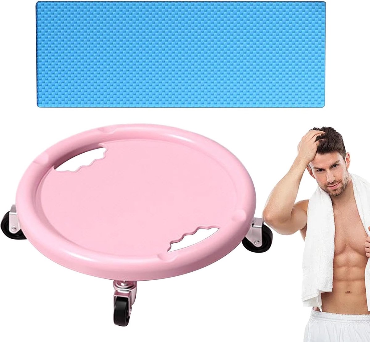 Oefenwiel Set - Buikroller Fitness - Krachtopbouw Core - 360 Graden Draaibaar - 28x28x8 cm - Roze