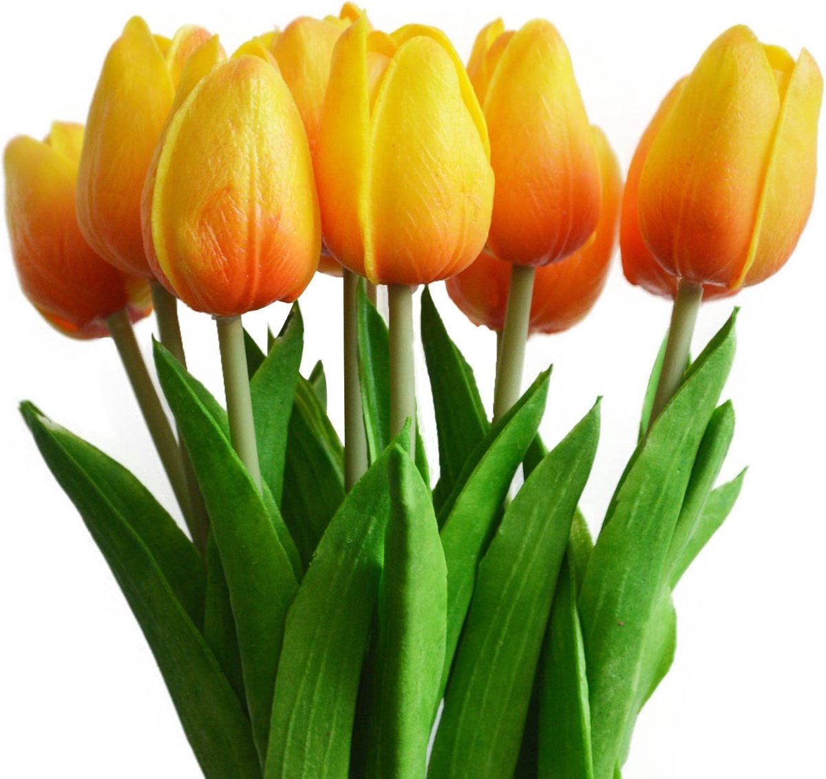 Kunst Tulpen - Nep Bloemen - Huis Decoratie - Real Touch - 10 stuks - Oranje
