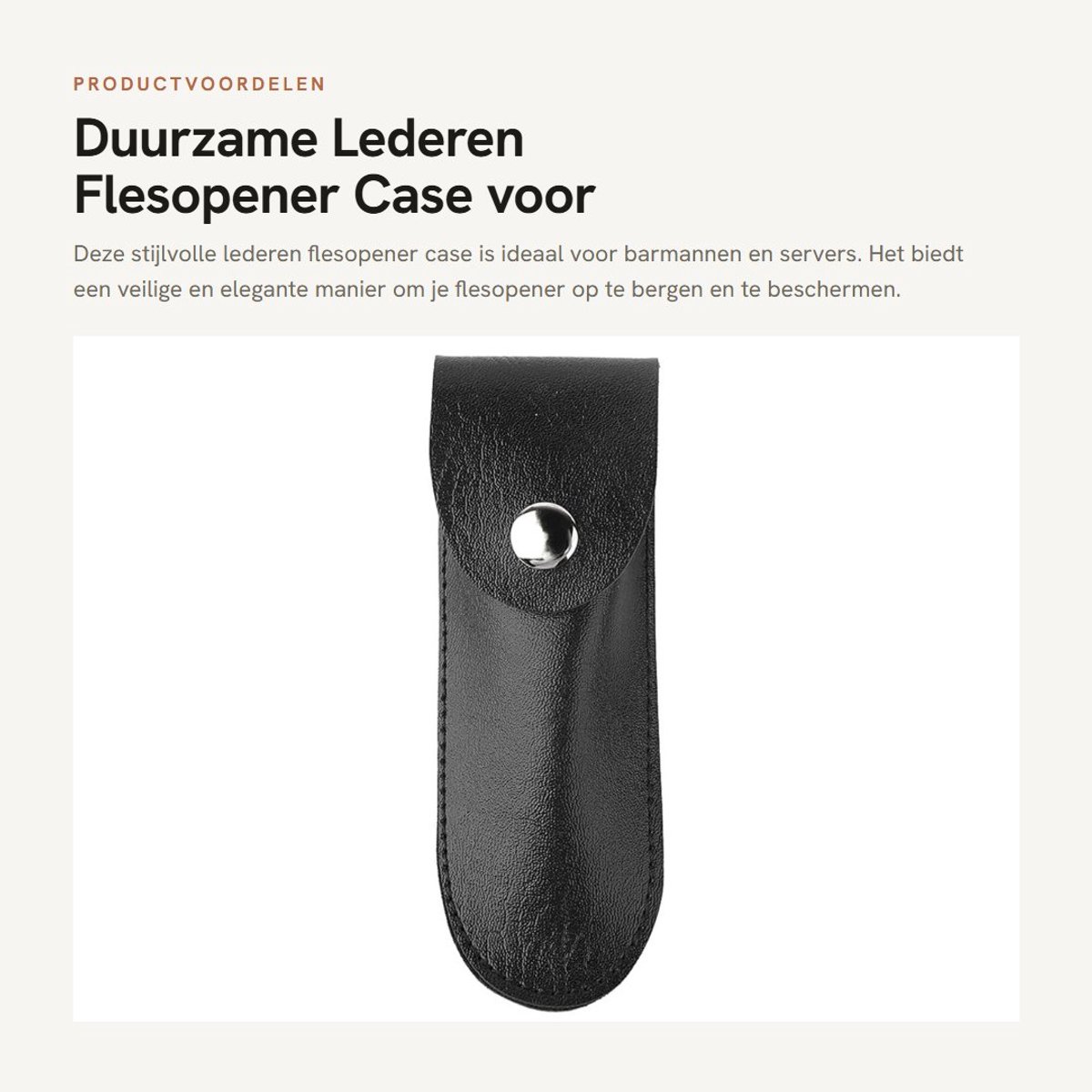 Dailygoods- Flesopener Lederen Hoes 15x5cm - Kurkentrekker - Gereedschapswand - Praktische Bescherming - PU Tas - Duurzaam Leder - Gereedschapshouder
