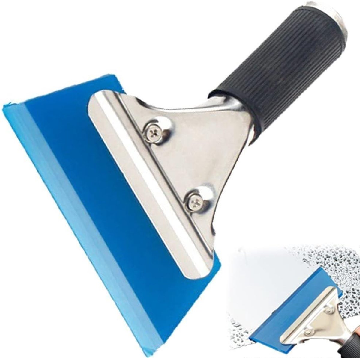 Kleine Zuigmond - Water Schraper - Ramen Schoonmaken - Met Antislip Handvat - 16.5x13cm - Blauw