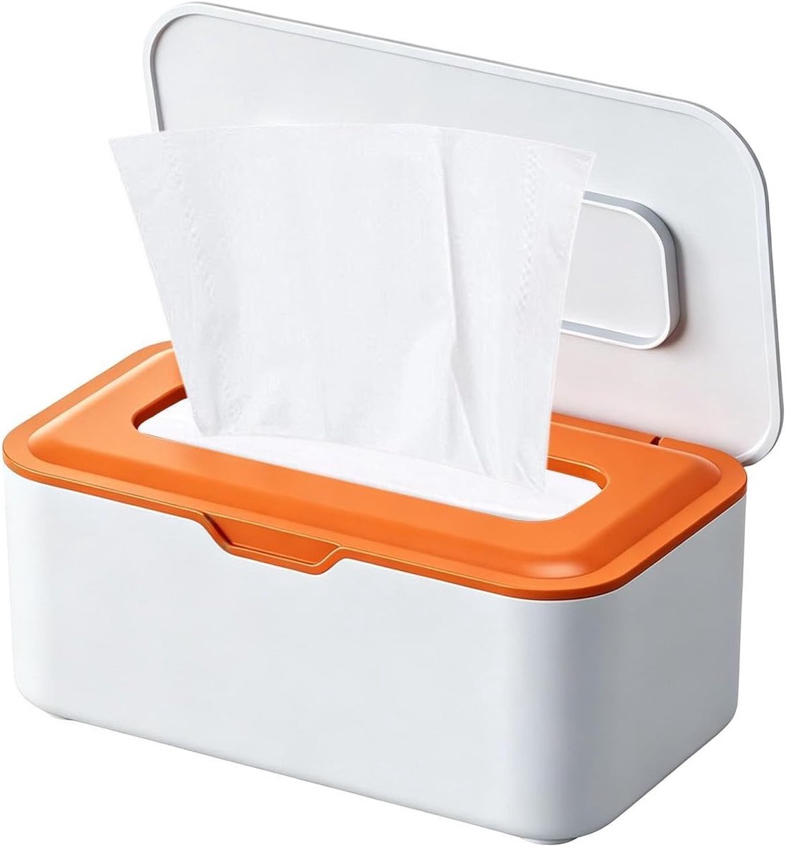 Dispenser Vochtige Doekjes - Navulbare Opberger - Hygiënisch Houden - Luchtdichte Afdichting - 20x12.5x9 cm - Oranje