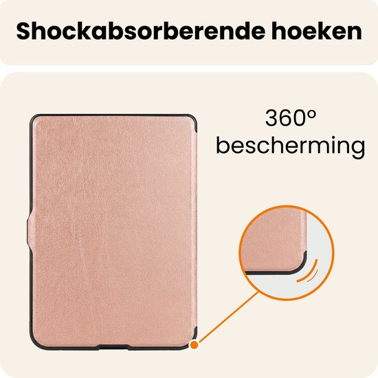 Hoesje Geschikt voor Kobo Nia Hoes Book Case Trifold - Hoes Geschikt voor Kobo Nia Hoesje Book Cover - Rosé Goud van Hoesje  — afbeelding 5