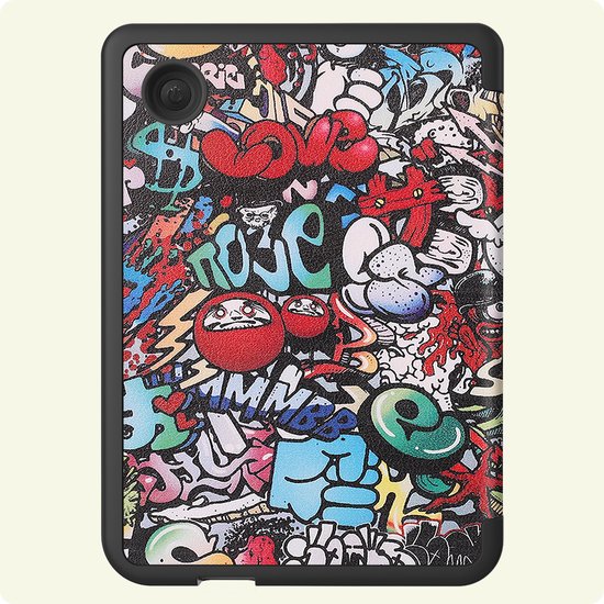 Hoes Geschikt voor Kobo Clara 2E - E-reader Bescherm Hoesje Case Sleep Cover Trifold - Hoes Geschikt voor Kobo Clara 2E Hoesje - Graffity — afbeelding 5