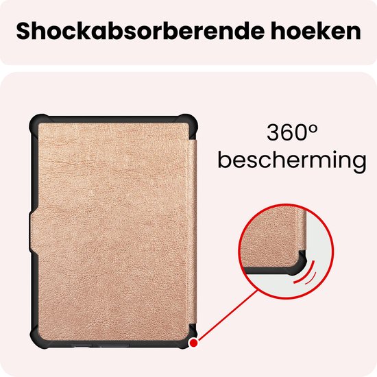 Hoes Geschikt voor Kobo Clara HD Hoesje Bookcase Cover Book Case Hoes Sleepcover Trifold - Rosé Goud — afbeelding 4